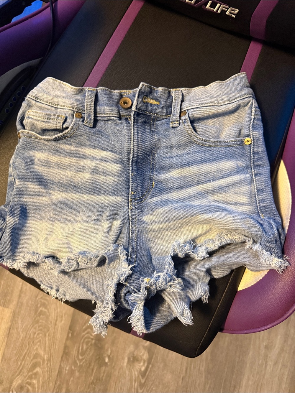 Kendall & Kylie Faded Light Blue Distressed Denim Shorts